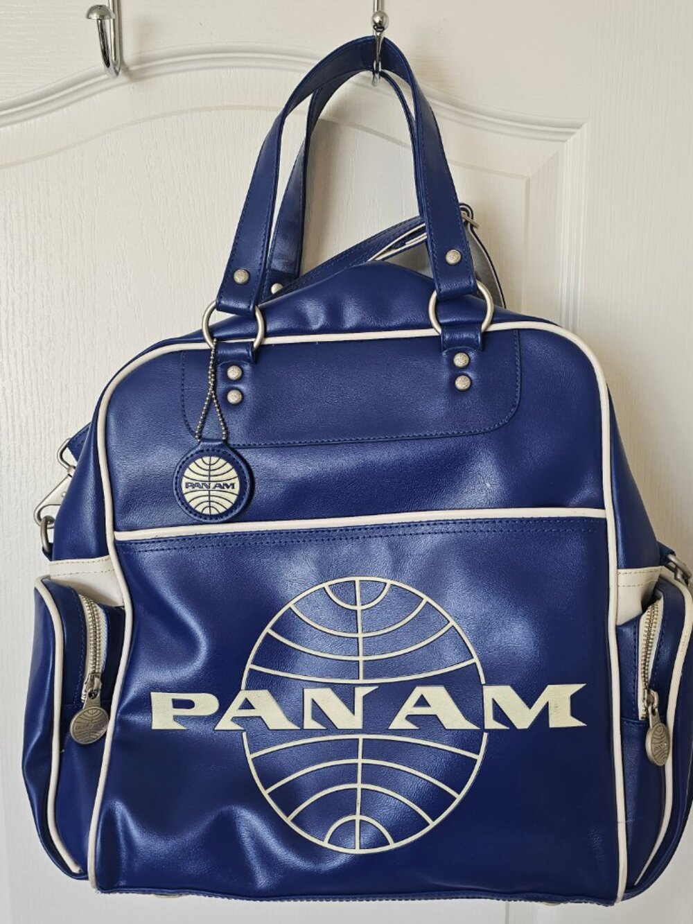 Pan Am Blue Vinyl Flight Bag | Officially Licensed Retro Reissue Travel Tote